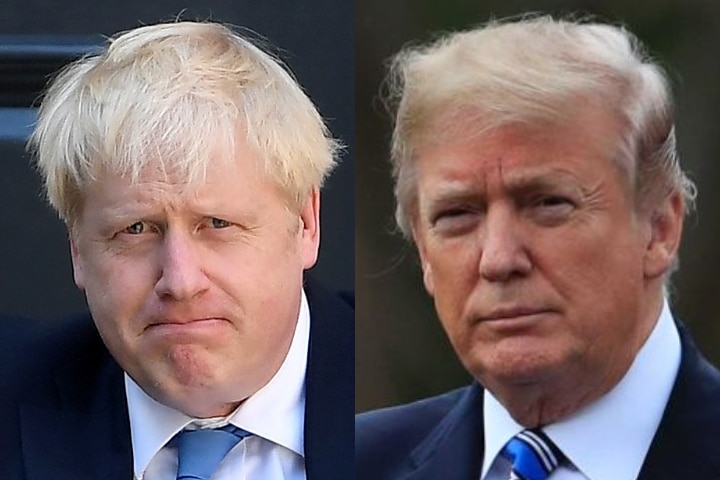 Headshots of Boris Johnson and Donald Trump.