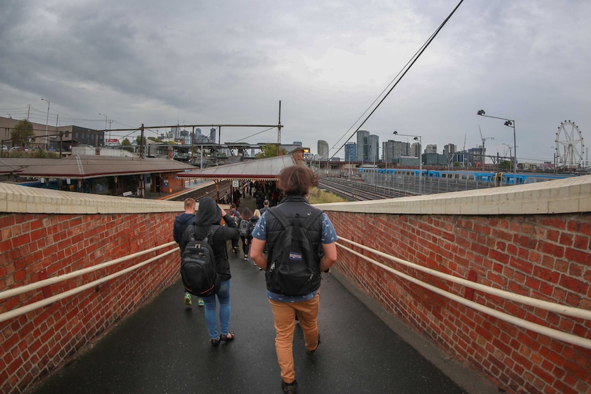 Commuters at North Melbourne station