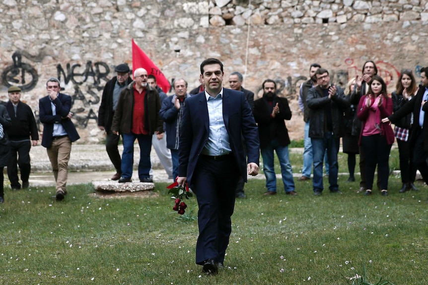 New Greek PM Alexis Tsipras at ceremony for slain Greek resistance fighters