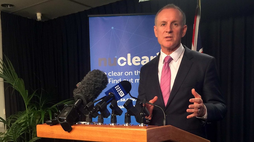 Premier Jay Weatherill at a press conference.
