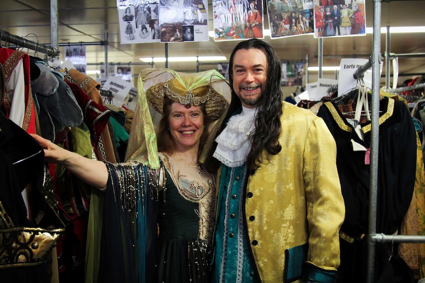 Eduardo and LaTara Kite posing together in period costume.