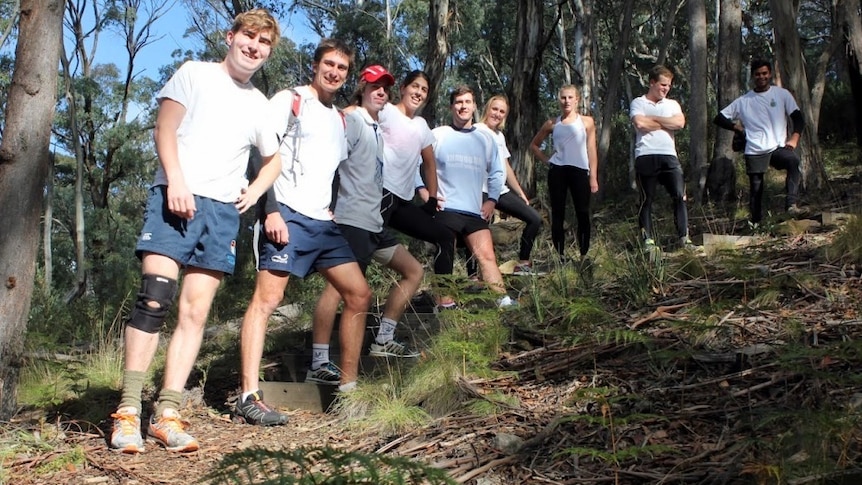 Students prepare to tackle the Neverest challenge in Canberra