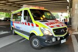 An ambulance parked at the Alfred Hospital in Melbourne.