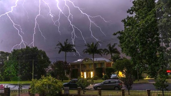 A lightning strike can be seen.