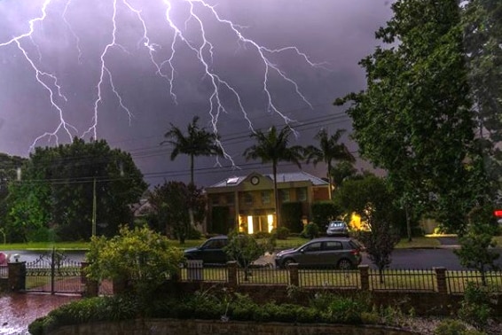 A lightning strike can be seen.