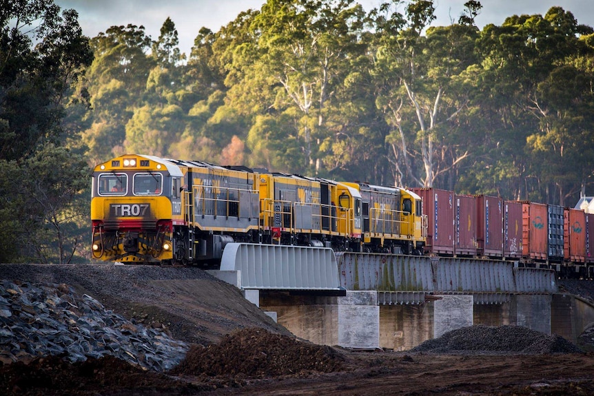 Train on Kimberley Bridge in north west Tasmania
