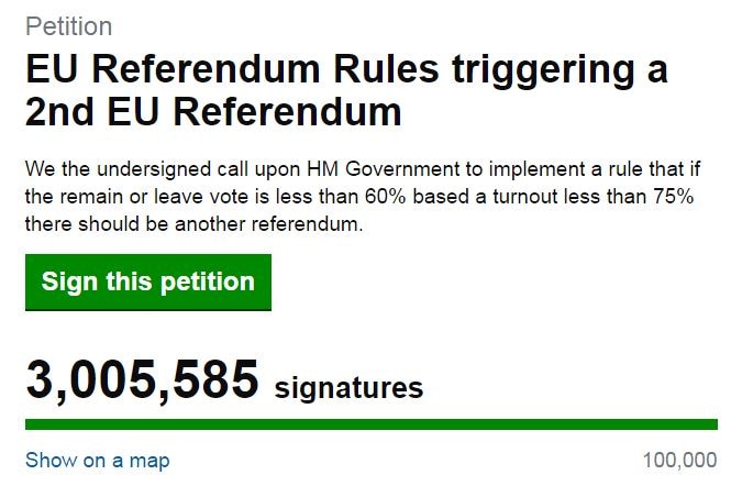 EU petition at 3 million signatures.