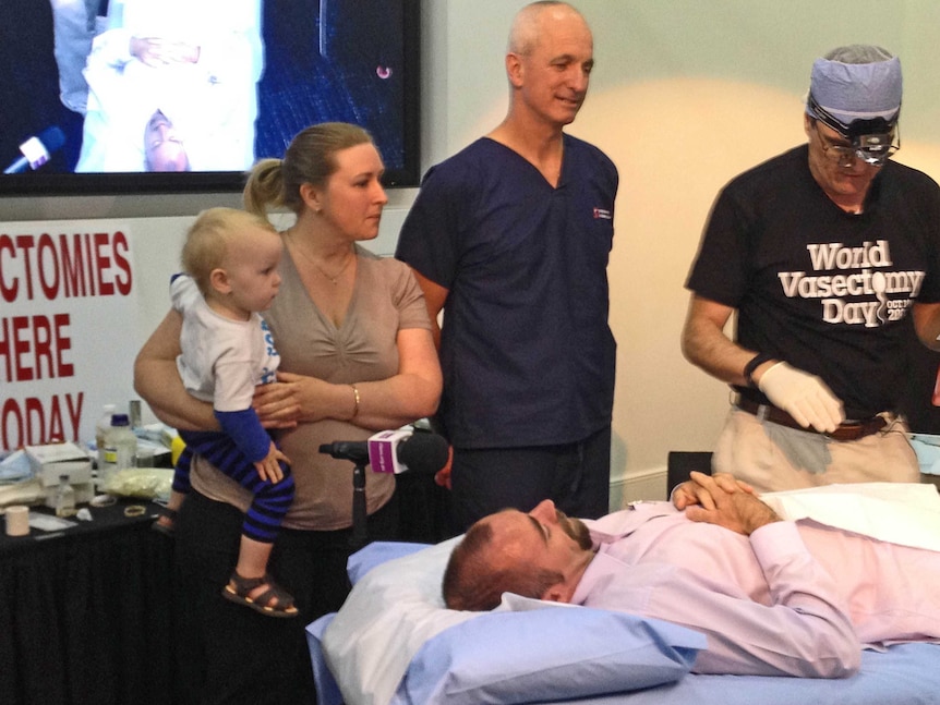 A vasectomy is performed live to an audience in Adelaide.