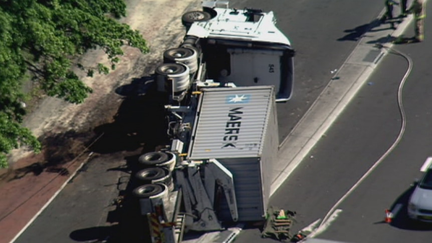 Truck roll over in Dee Why