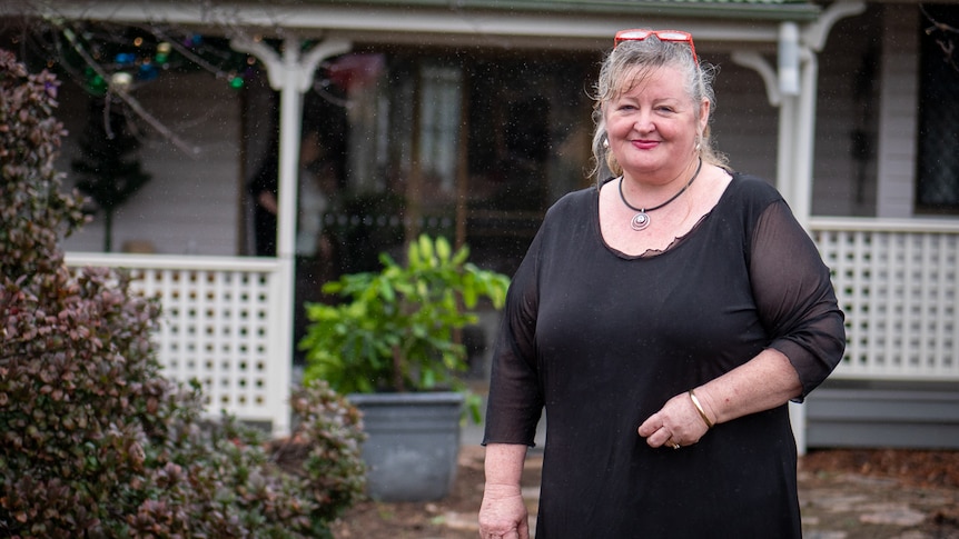 Lizzie Sabo stands outside her home and bed and breakfast near Stanthorpe, June 2021