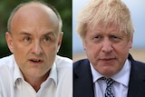 A composite image of Dominic Cummings and Boris Johnson