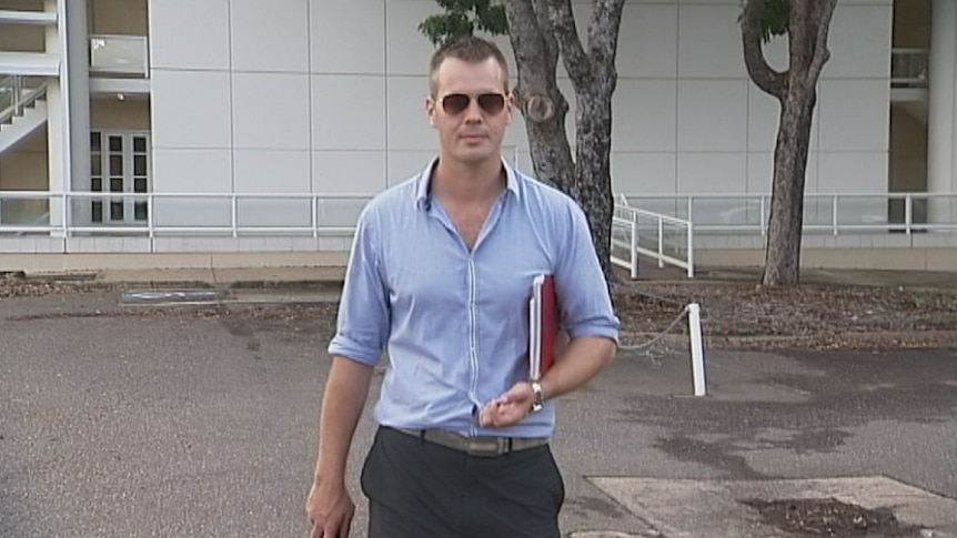 Mathew Wayne Lindsay walking out of the Supreme Court in Darwin.