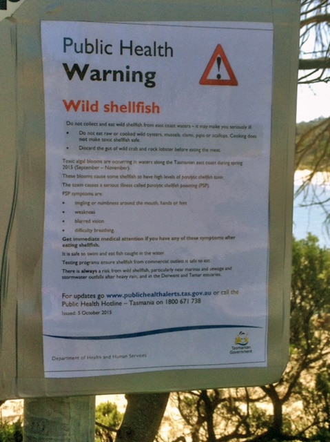 A warning sign on a Tasmanian waterway