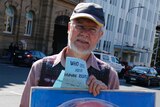Anti-abortion campaigner John Graham Preston protests in Hobart.