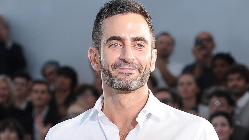 Designer Marc Jacobs acknowledges the applause of the audience.