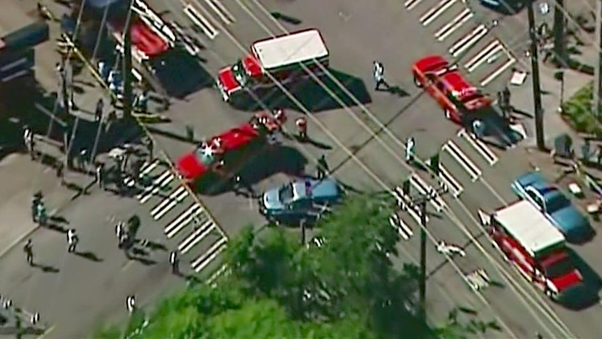 Emergency services at the scene of a shooting at a university in Seattle.