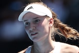 Elena Rybakina pumps her left fist during an Australian Open match.