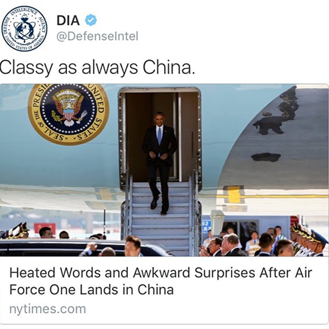 DIA tweets "classy as always China" after Chinese airport row.