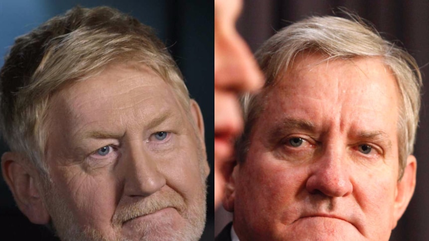 Composite image of close-up of Martin Ferguson and Ian MacFarlane.