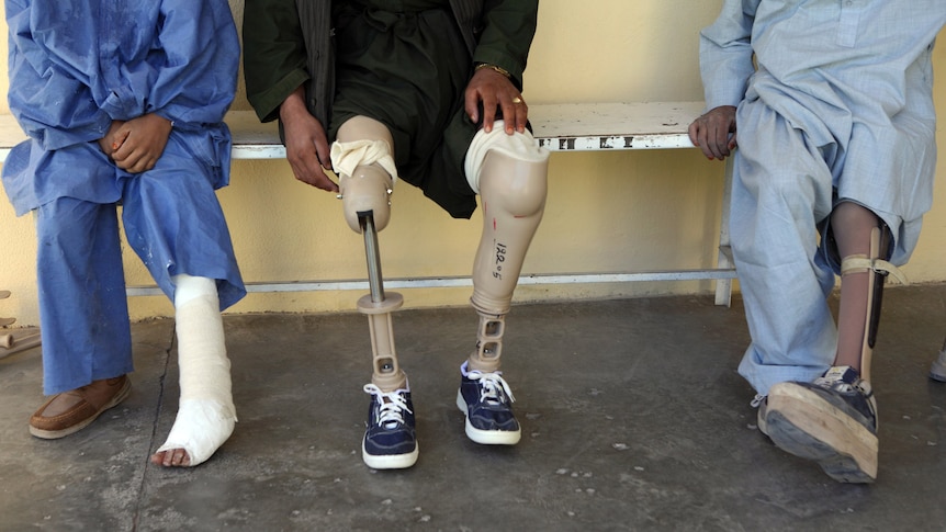 Landmine victims await attention from doctors in Kabul (Getty Images)