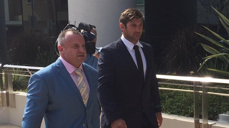 Former Gold Coast Titans NRL player Dave Taylor arrives at court in 2015