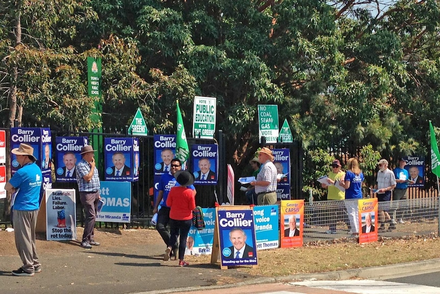 Outside a polling place for the Miranda By election in Sydney