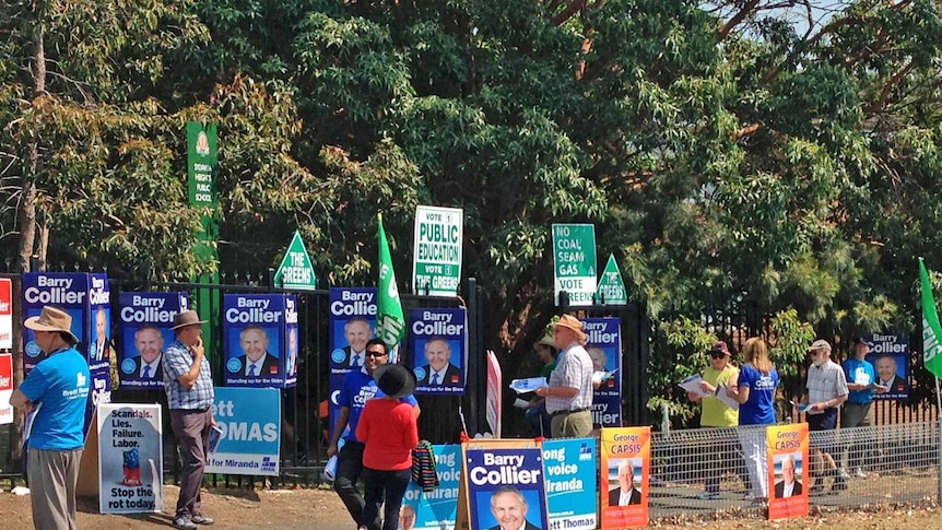 Outside a polling place for the Miranda By election in Sydney