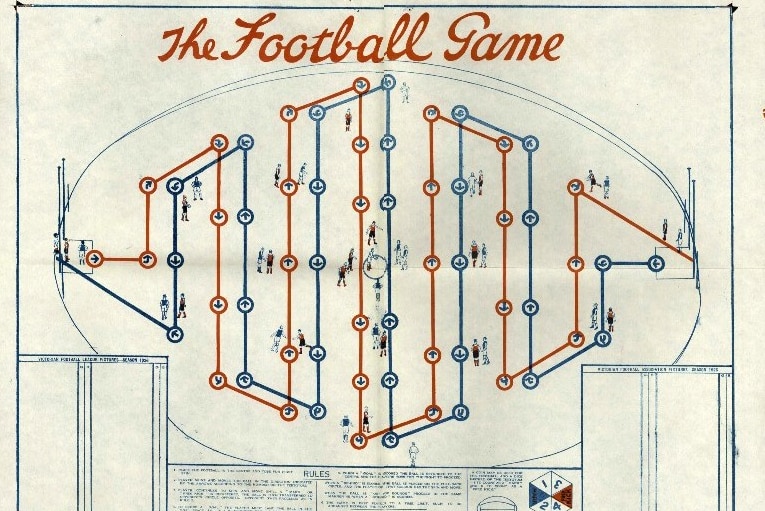 A paper game called The Football Game which is in the shape of a football with coloured lines.