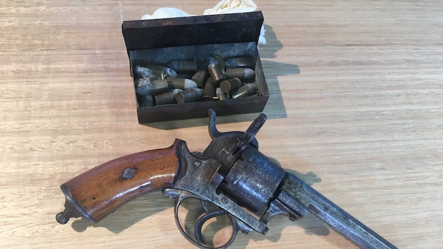 150-year-old Belgian Lefaucheux 9mm pinfire revolver