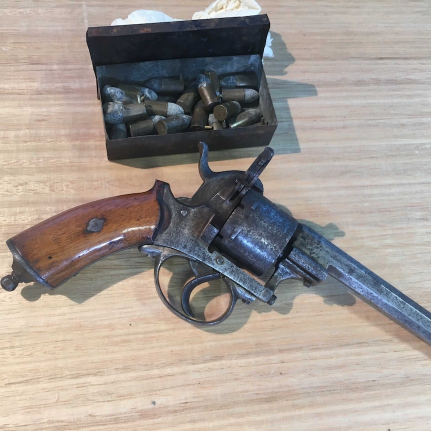 150-year-old Belgian Lefaucheux 9mm pinfire revolver