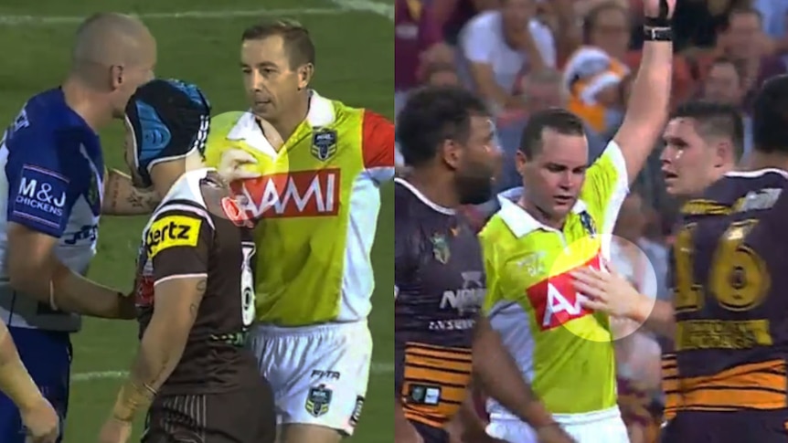 David Klemmer and James Roberts touch referees