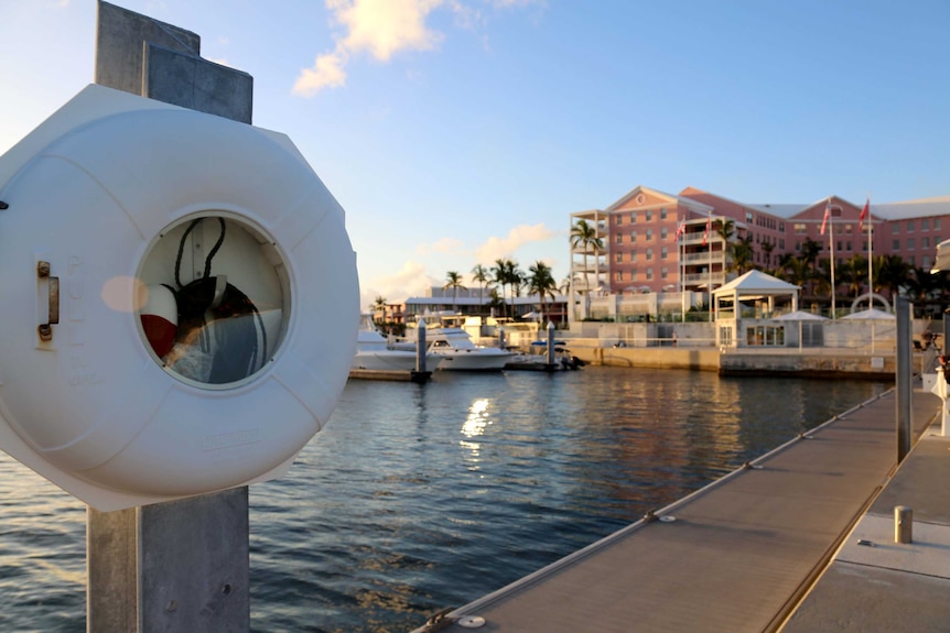 A view of a marina. 