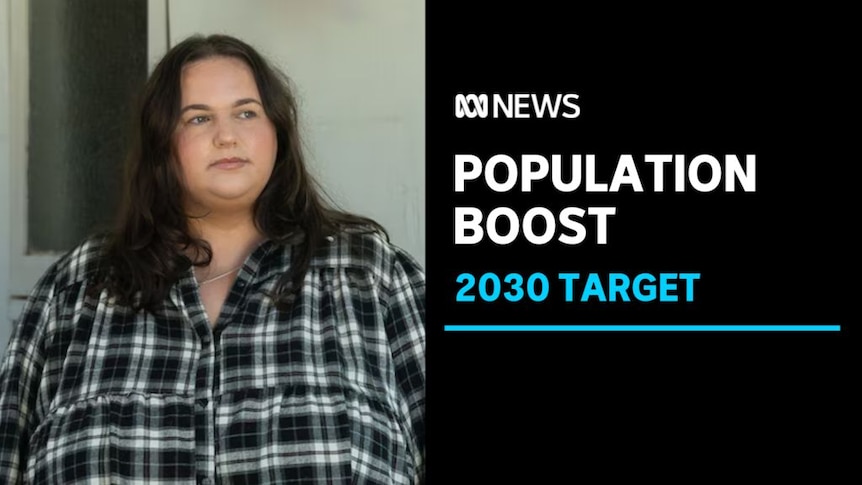 Population Boost, 2030 Target: A woman with long brown hair.