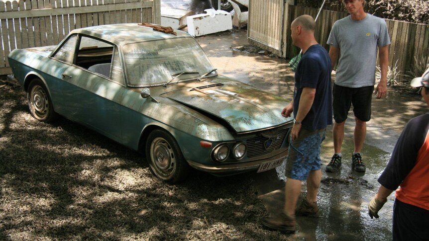 A Lancia Fulvia in need of serious restoration.