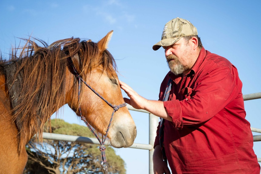 Bob and previously wild brumby Rhonda at Mundrabilla Station.