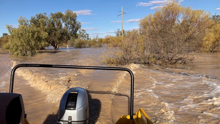 View from a boat of flooded river