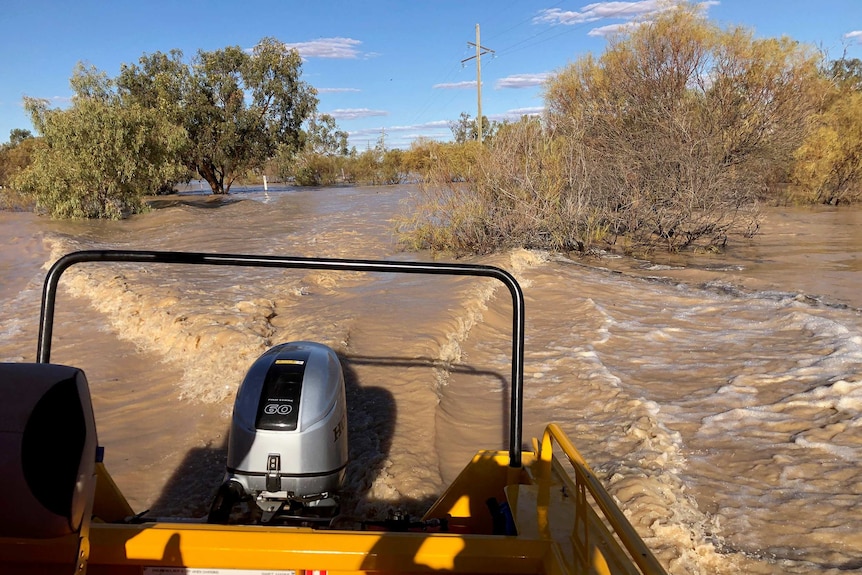 View from a boat of flooded river