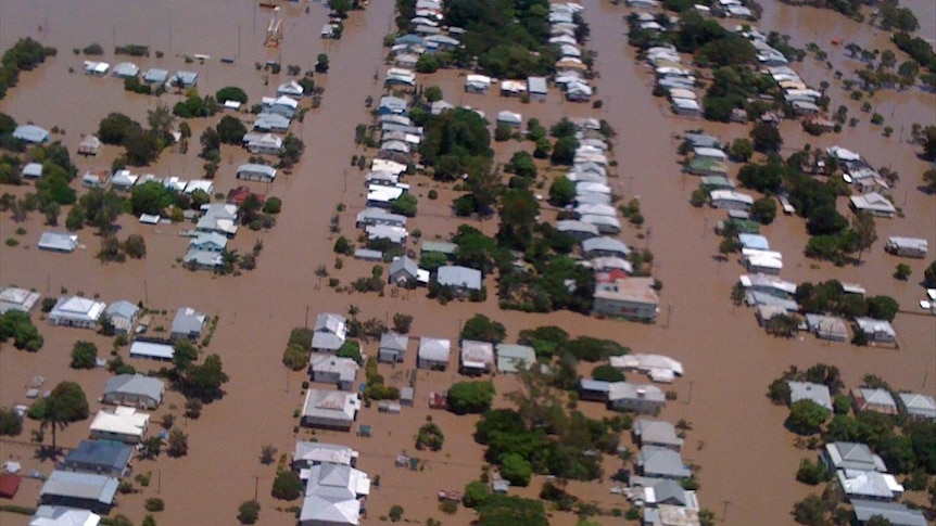 Aerial view of flooding in Brisbane, 2011 (Emma Sykes: ABC Local)