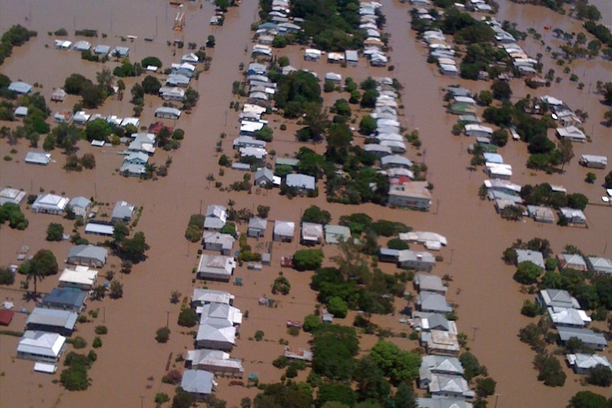 Aerial view of flooding in Brisbane, 2011 (Emma Sykes: ABC Local)