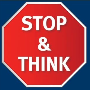 Sign saying stop and think