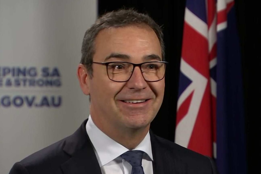 SA Premier Steven Marshall looking happy