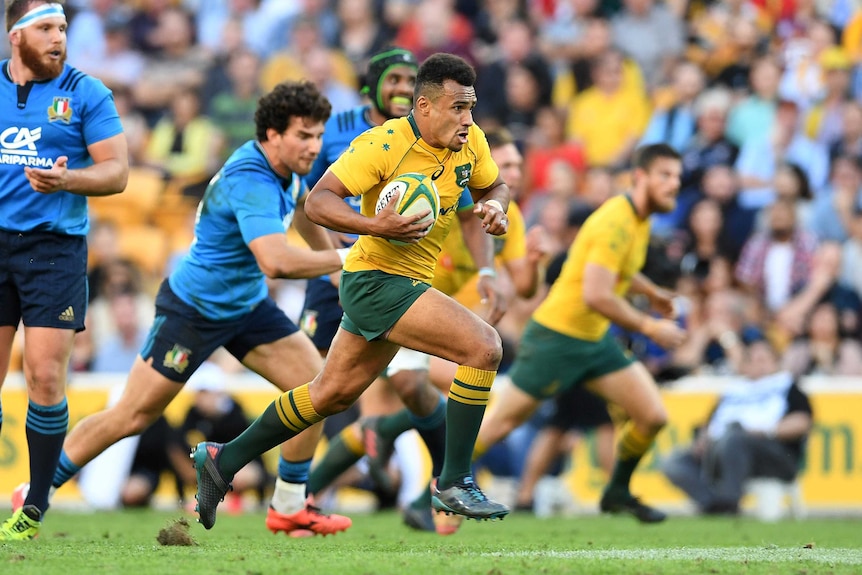 Will Genia makes a break for the Wallabies against Italy