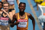 A close up of runner Annet Negesa mid-race