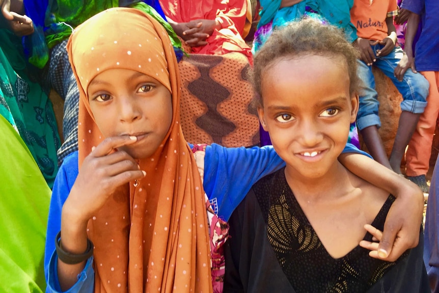 Girls in the village of Wadamagoo