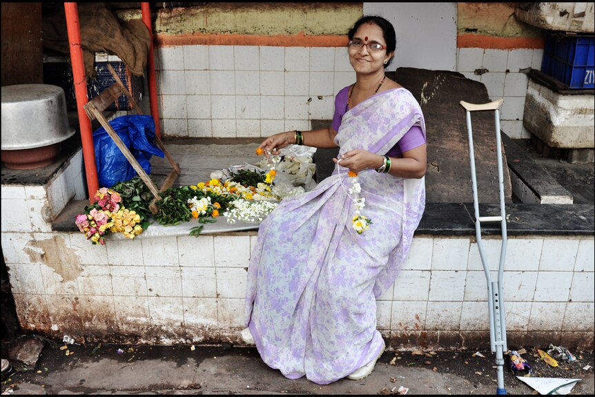 Bharti at the flower market