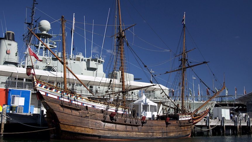 The Duyfken replica in harbour