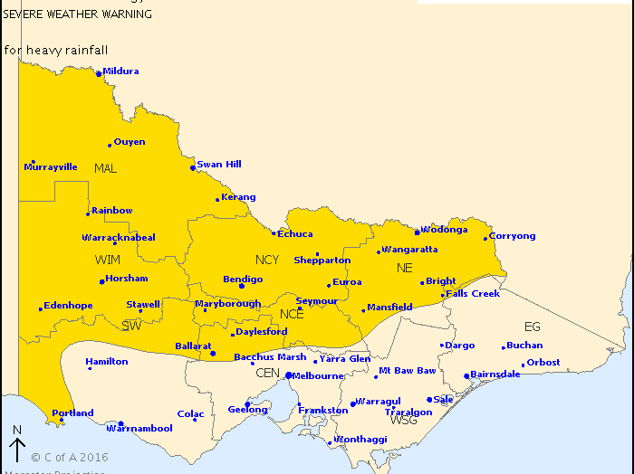 Weather warning for Victoria