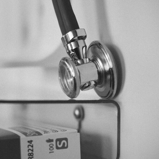 Black and white picture of a Stethoscope