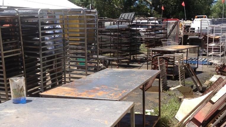 Equipment from the flooded Mitchell bakery after water swept through on February 5.