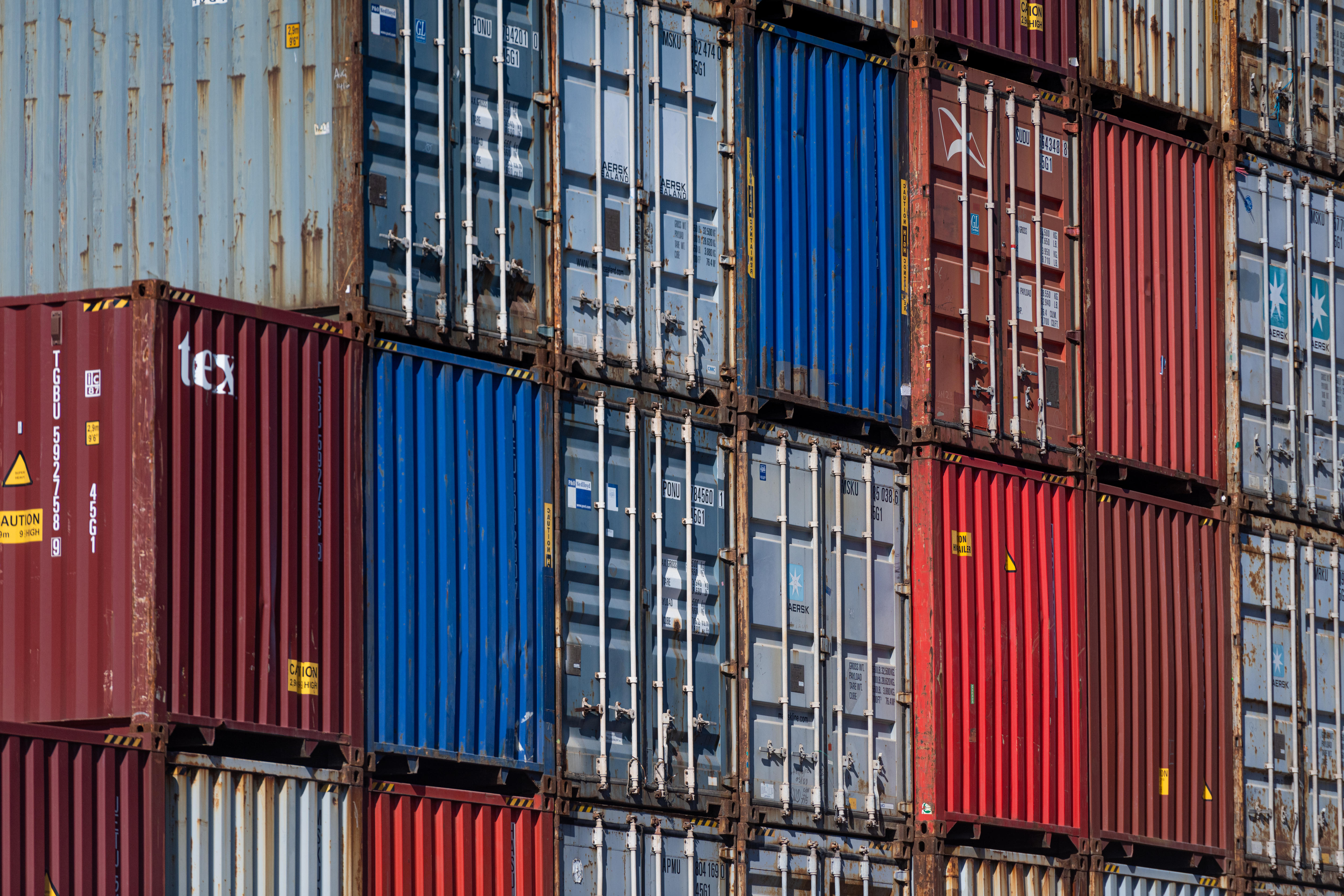 The short ends of shipping containers at Outer Harbor near Port Adelaide.